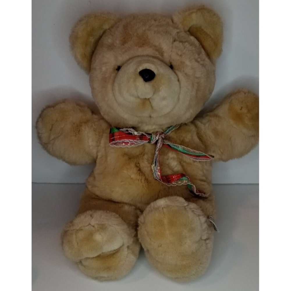 Heart To Heart Bear Plush Stuffed Animal Vintage Chosun Korea 1986 Tan 17"